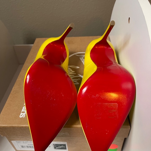 New! Christian Louboutin Pigalle Follies 120 Patent Yellow - Picture 3 of 3
